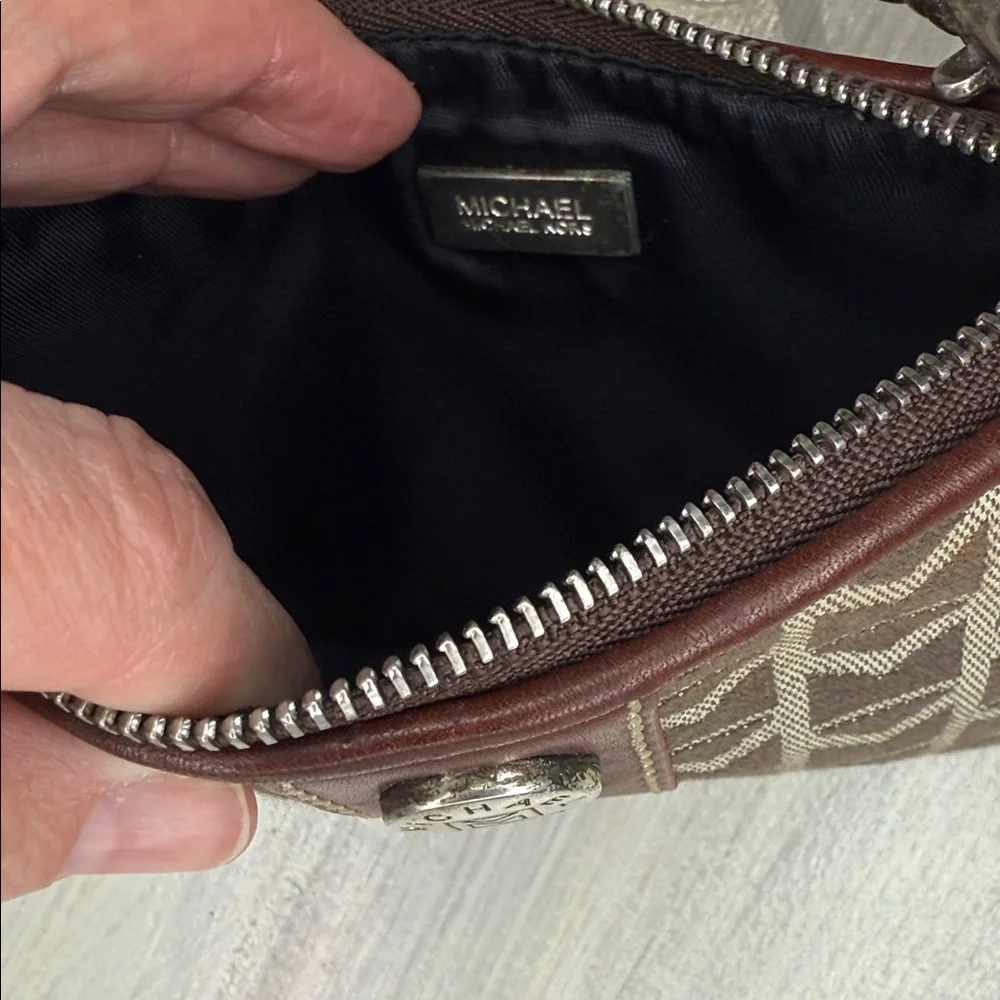Michael Kors Brown and Tan Patterned Wristlet